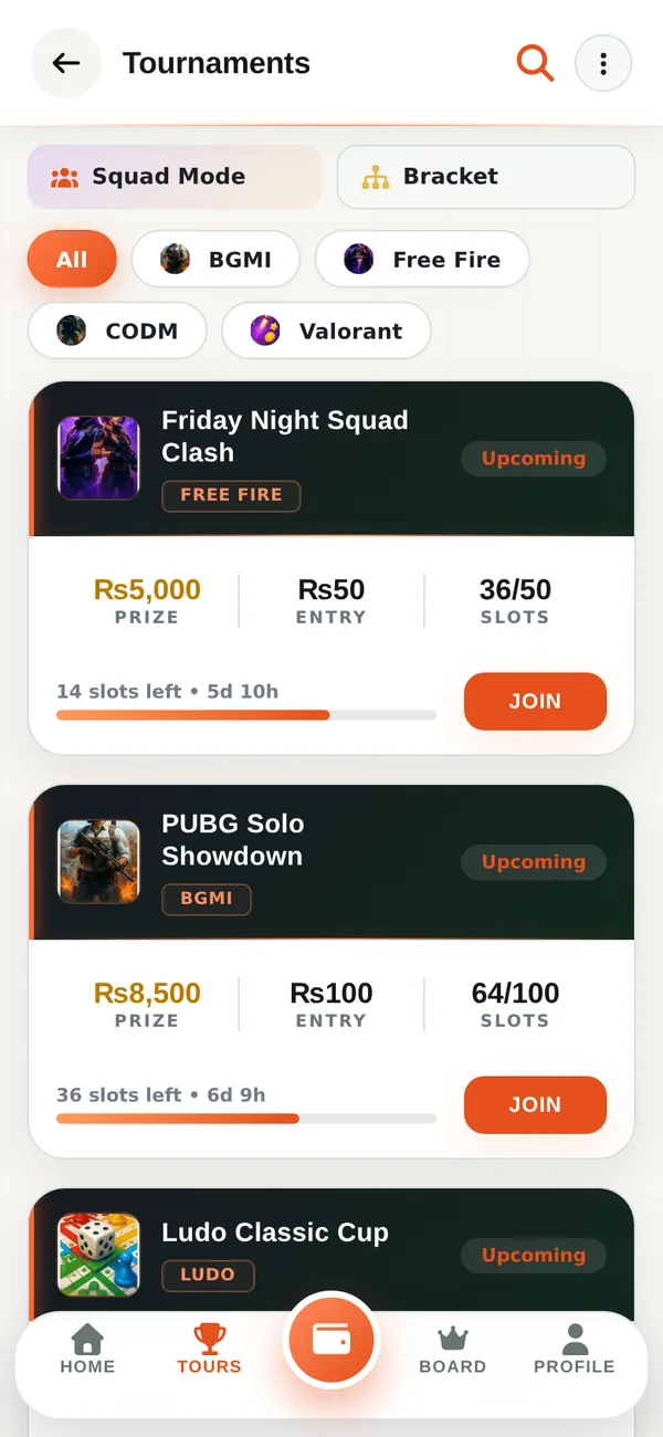 HB Battle tournaments screen preview
